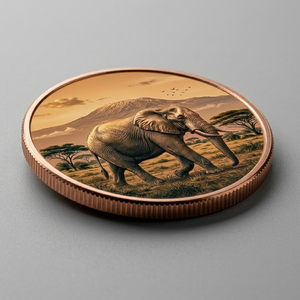 Moneta commemorativa in rame con stampa UV fotorealistica di un squisito elefante africano, ideale come souvenir per parchi faunistici - Product Image 2