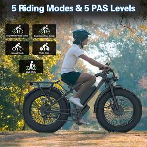 Source Factory Wholesale 250W Dual Drive 26 Inch Fat Tire Electric Mountain Bike Torque <b>Sensor</b> Lithium Brushless Motor Full - Product Image 3