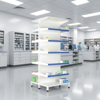 Étagère de rangement pour pharmacie, double face, fixe, huit niveaux, en acier robuste, pour l'affichage en magasin médical et en clinique