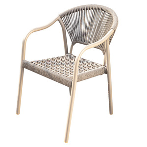<span class=keywords><strong>Fauteuil</strong></span> <span class=keywords><strong>blanc</strong></span> de meubles en aluminium de patio de jardin extérieur moderne avec la couverture de corde - Product Image 2