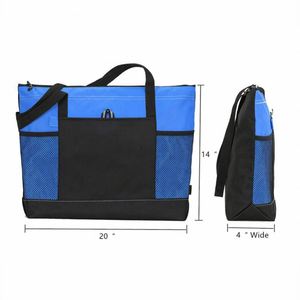Sac fourre-tout carré en polyester robuste avec fermeture éclair, personnalisable avec logo imprimé, couleurs variées, multi-poches, sac à main en maille promotionnel - Product Image 5