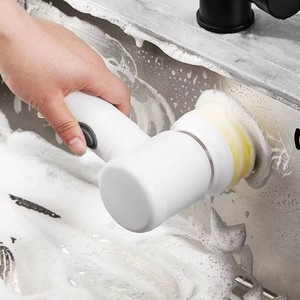 Handheld Electric Cleaning Brush White Sponge Head Household Kitchen <b>Tile</b> <b>Cleaner</b> Cordless Cleaning Tool - Product Image 1