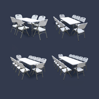 Promotion Table de Pique-Nique et Repas Pliante en Plastique HDPE Blanche Rectangulaire Populaire pour Événements Intérieurs et Extérieurs, Mariages