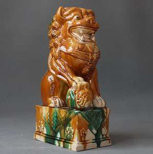 Statue Feng Shui de <span class=keywords><strong>chien</strong></span> Fu de la dynastie Tang en <span class=keywords><strong>porcelaine</strong></span> émaillée tricolore de grande taille, style animalier - Product Image 6