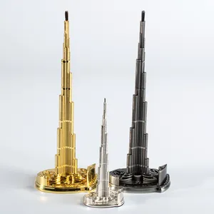 도매 사용자 정의 럭셔리 골동품 단어 유명한 3d 미니어처 건물 모델 Burj Khalifa 타워 관광 기념품 홈 장식