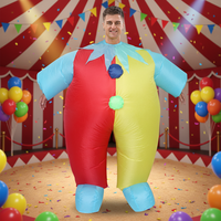 Costume de Clown Gonflable Rouge et Jaune pour Adulte, convient aux personnes de 1,5 à 2 m de taille. Idéal pour Noël, le cosplay, les fêtes, les spectacles sur scène et les soirées costumées