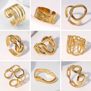 Fast Shipping Ins Style Simple Ripple Stainless Steel <b>Open</b> <b>Rings</b> for Girls Women - Product Image 6