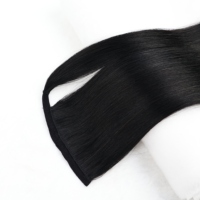 Extensions de cheveux naturels noirs en queue de cheval, cheveux humains lisses à enrouler