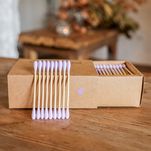 Meilleure Vente – Coton-tiges Lavables de Qualité Supérieure, Écologiques, Personnalisables, avec Embout en Coton Coloré, dans une Boîte en Papier Kraft et un Bâtonnet en Bambou - Product Image 2