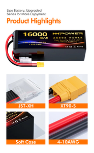 Hfpower fpv סוללה מזל "ט <span class=keywords><strong>6s</strong></span>/7s/8s <span class=keywords><strong>22.2v</strong></span> 16000mah <span class=keywords><strong>10c</strong></span> קיבולת גבוהה lightweakes <span class=keywords><strong>6s</strong></span> <span class=keywords><strong>lipo</strong></span> סוללה עבור fpv מזל" ט - Product Image 2