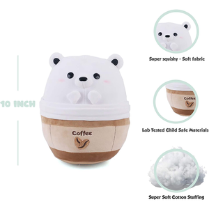 Orsetto di peluche Kawaii in stile anime giapponese, <span class=keywords><strong>orso</strong></span> polare <span class=keywords><strong>bianco</strong></span> da 10 pollici, morbido, con imbottitura in cotone sicura per bambini, a forma di orsetto del caffè. - Product Image 2