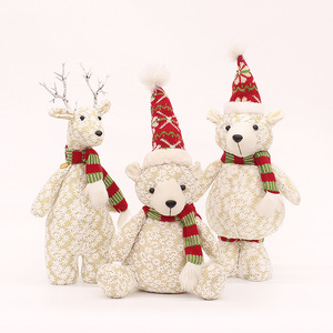 Adorno Navideño de Tela Bordada con Copos de Nieve, Reno y Oso, Muñeco Decorativo para la Sala de Estar - Product Image 5