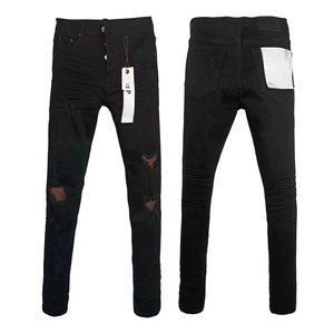 Vaqueros elásticos ajustados góticos de alta calidad para hombre, Vaqueros azules, Vaqueros juveniles de moda de hip-hop, colección de invierno de cintura alta - Product Image 1