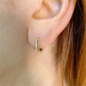 CANNER Nouvelles Boucles d'Oreilles Huggies en Or 18K et Argent 925 avec Zircon Blanc, Petites Boucles d'Oreilles Torsadées pour Femmes, Bijoux, Cadeau de Noël, Soirée - Product Image 6