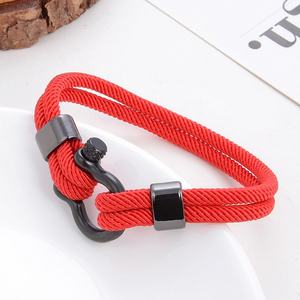 2024 Wholesale Fashion Unique <b>Men</b> Stainless Steel <b>Charm</b> Nylon Chain <b>Bracelet</b> - Product Image 3