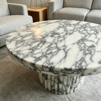 Tables basses en marbre Calacatta Viola italien de luxe, à base basse/plinthes, style moderne, ensemble pour le salon, meubles pour la maison