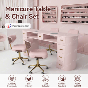 Madamcenter - Juego <span class=keywords><strong>de</strong></span> Mesa y Silla <span class=keywords><strong>de</strong></span> Manicura <span class=keywords><strong>de</strong></span> Lujo, Moderno, Ecológico y Duradero, con Silla <span class=keywords><strong>de</strong></span> <span class=keywords><strong>Manicurista</strong></span> - Product Image 2