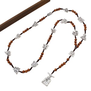 Collar de rosario largo de cuentas de madera entrelazadas con diseño de imagen de Jesús y accesorios de aleación en diferentes patrones - Product Image 5