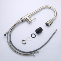 Robinet de cuisine extractible en nickel brossé, mitigeur chaud/froid à poignée unique 3 fonctions avec arc haut et rotation à 360° °   Rotation