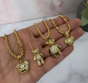 Fantástico Collar de Oso con Pavé de Circonitas, Chapado en Oro, con Cadenas de Nariz de Cerdo, Joyería de Moda - Product Image 6