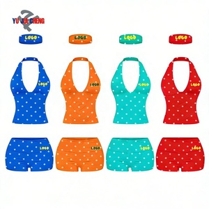 Completo Set Estivo Donna 2026 di Tendenza: Top Halter e Shorts Pieghevoli con Fascia Coordinata, Fantasia <span class=keywords><strong>Pois</strong></span> - Product Image 1