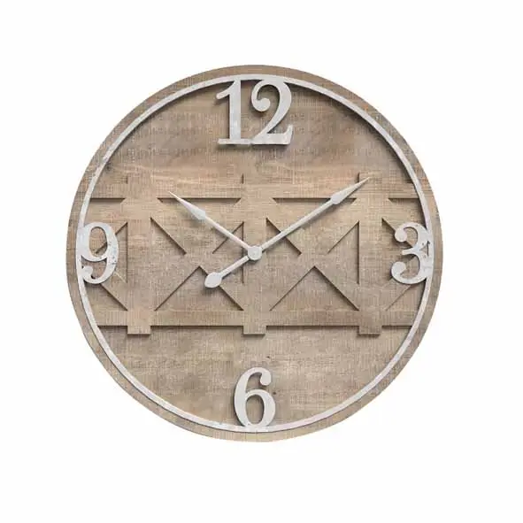 Retro Home and Garden Decorative Metal and Wooden Antique Hanging Wall Clock
