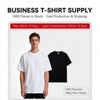 T-shirt personnalisé pour homme, col rond, manches courtes, 180g, polyester, blanc uni, noir, doux, respirant, été, vente en gros, OEM, nouveauté