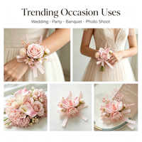 Rosa Calla-Lilie Hortensie Farn Satinband Handgemachte Boutonniere für Bräutigam Trauzeuge Hochzeit Abschlussball Dekoration