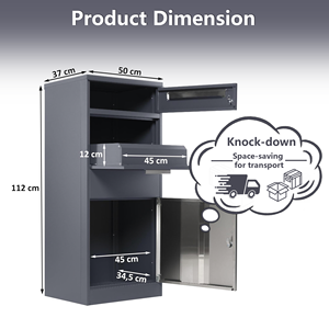 Buzón de Entrega de Paquetes Desmontable, Buzón de <span class=keywords><strong>Correos</strong></span> Gris Antirrobo, Buzón Resistente para Exteriores, Sin Necesidad de Trackaparcel - Product Image 1
