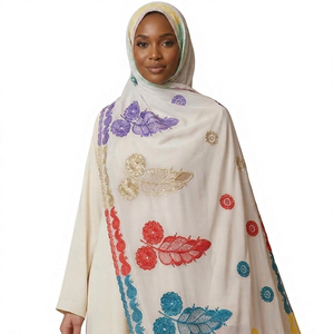 Women <b>Chiffon</b> Floral Embroidered Head <b>Scarf</b> Soft Shawl Lightweight Breathable Modest Wrap OEM Wholesale - Product Image 1
