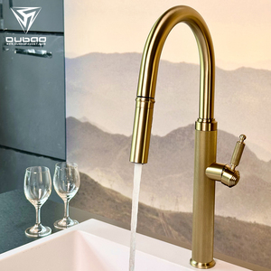<span class=keywords><strong>Robinet</strong></span> <span class=keywords><strong>de</strong></span> cuisine moderne <span class=keywords><strong>de</strong></span> haute qualité à poignée unique en acier inoxydable brossé doré avec pulvérisateur d'eau chaude et froide - Product Image 5