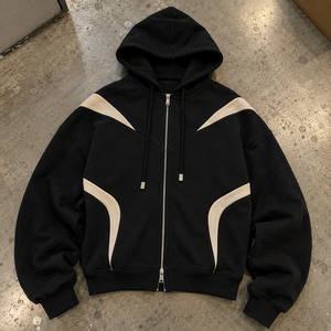 Sudadera con Capucha Negra para Hombre, con Cierre, Sin Logos <span class=keywords><strong>de</strong></span> Dibujos Animados, Gruesa, Oversize, 500 g/m², 100% Polar <span class=keywords><strong>de</strong></span> <span class=keywords><strong>Seda</strong></span> - Product Image 1