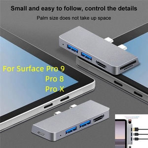 Aleación de aluminio 6 en 1 USB Hub 3,0 Estación de acoplamiento de lectura de tarjetas de alta velocidad para Microsoft <span class=keywords><strong>Surface</strong></span> <span class=keywords><strong>Pro</strong></span> <span class=keywords><strong>8</strong></span>/9/X - Product Image 2