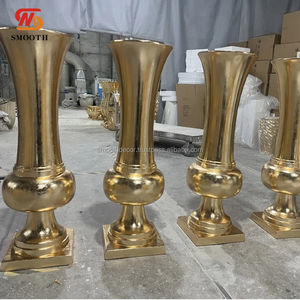 SMOOTH Nouveau Vase à Fleurs en Fer Doré Style Européen 80cm Personnalisable Grande Décoration de Table de Mariage - Product Image 6