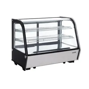 2024 china Hot Sale cafe shop counter top shallow bar pastry display fridge full glass door