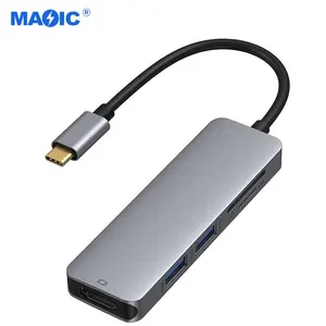 Benutzer definierte Premium OEM Hochwertige USB 3.1 Typ C Hub 5 in 1 zu HDMI 2x USB3.0 SD/TF-Karte USB HUB Adapter Docking station