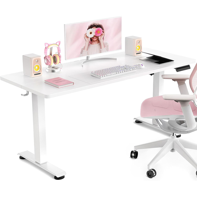 Ergonomic Rising Computer Table Electric Standing Desk Adjustable Height White Sit Stand up Desktop for Home Office