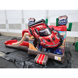 Château Gonflable Monstre <span class=keywords><strong>Rouge</strong></span> avec Toboggan Maison Gonflable Inflables Infantiles Bounce House Combo Toboggan Humide et Sec - Product Image 4