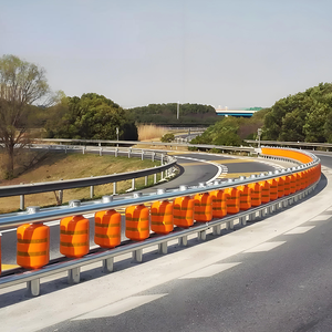 Barrera de seguridad rodante para carreteras, de acero y plástico EVA, con rodillo giratorio, barrera de tráfico tipo barril. - Product Image 1