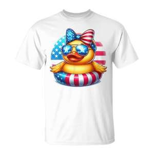 Cool Rubber Duck Usa Flag Cute Duckie 4Th Of July T-shirt patriotique - Product Image 1