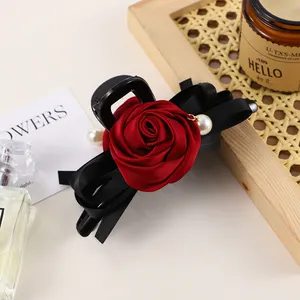 Large Hair Claw Level Fairy Rose French Style Big Snap Clip Big Women's Sweet Elegant Back Hair Accessories Hair Shark Clip