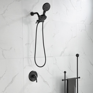Ensemble <span class=keywords><strong>de</strong></span> <span class=keywords><strong>douche</strong></span> encastré moderne et épuré en laiton noir mat, avec commande double chaud/froid, 2 fonctions, 7 modes <span class=keywords><strong>de</strong></span> jet <span class=keywords><strong>de</strong></span> pluie, système <span class=keywords><strong>de</strong></span> <span class=keywords><strong>douche</strong></span> à <span class=keywords><strong>barre</strong></span> coulissante - Product Image 2