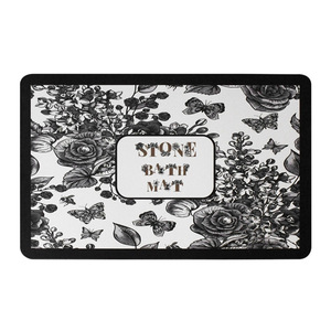 Alfombrilla de Baño de Piedra con Diseño Floral, Rectangular, de Diatomita, Antideslizante, de Secado Rápido, Estilo Nórdico, Color Grafito - Product Image 1