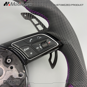 พวงมาลัยคาร์บอนไฟเบอร์สีม่วงแบบกำหนดเองสำหรับ Audi A4 A5 S3 S4 S5 RS3 RS4 RS5 ปี 2016-2024 พร้อมแป้นเปลี่ยนเกียร์แม่เหล็ก - Product Image 4