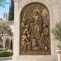 Sculpture murale religieuse en bronze, relief, moulage à la cire perdue, art métallique biblique personnalisé pour façade d'église, chapelle, place, centre culturel