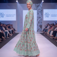Robe longue maxi en rayonne pour femme, coupe régulière, imprimé floral ethnique africain de luxe, manches longues bouffantes, écologique, été, Surat, Inde