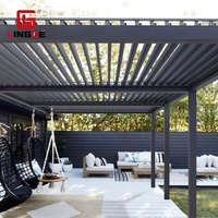 4x4m 4x5m 4x6m Pergola à lames orientables personnalisable, écologique, avec porte en verre, couverture de terrasse, toit robuste, facile à nettoyer
