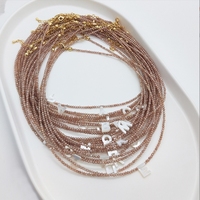 Kalung Choker Rantai Baja Anti Karat Lapis Emas 18k dengan Batu Kristal Alami Bulat 2-3mm Tahan Air untuk Wanita Perhiasan