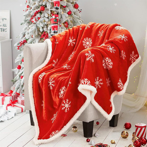 Nuova coperta Raschel di Design rosso fiocco di neve Super morbida <span class=keywords><strong>e</strong></span> calda per l'idea regalo di Natale invernale - Product Image 1