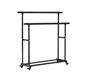 כבד מתכת כפול מוט מוט בגד מתגלגל בגדים מתגלגל מארגן גלגלים גלגלים קיר פרימיום ווים מעיל לארגן את הבגדים שלך - Product Image 1